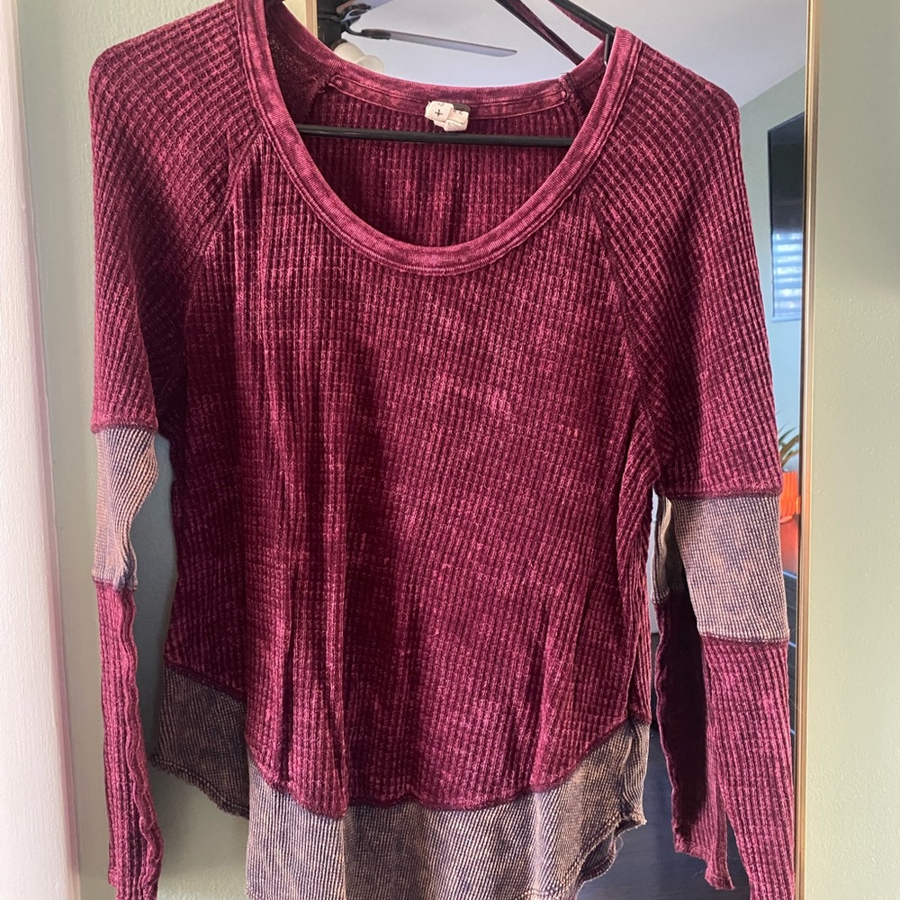Free People Burgundy Long Sleeve